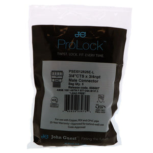 John Guest Black Male Connector - 3/4 CTS x 3/4 NPT