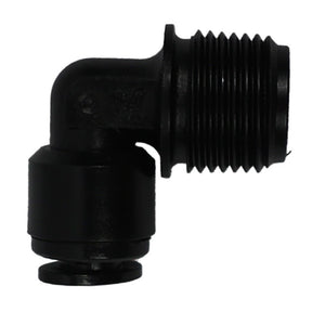 BLACK - Male Elbow Acetal  1/4 qc x 3/8 MNPT