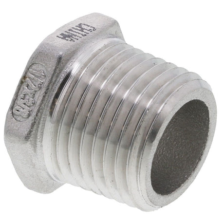 Lead Free Stainless Steel Hex Bushing - 1/2 MPT x 3/8 FPT