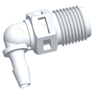 FitQuik Nylon Thread to Tube Elbow Fitting - 1/8 NPT to 1/8 Hose Barb
