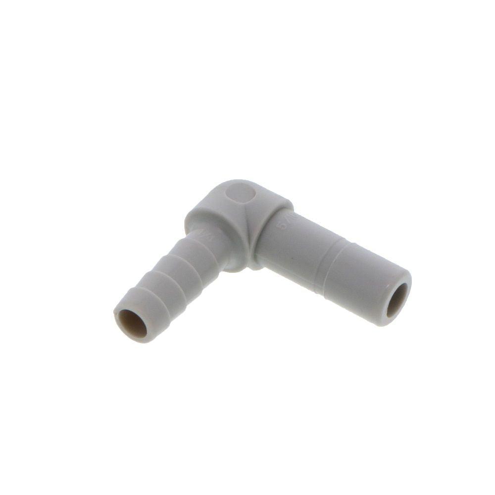 DMfit Stem Elbow Barb Connector  - 5/16 OD Stem x 1/4 ID Barb