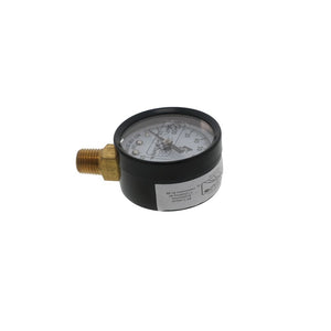 Water Pressure Gauge 100 PSI, 1/4" MPT, 2.0" Glass Dial, Lead Free Brass, Lower Mount, Black Steel Case