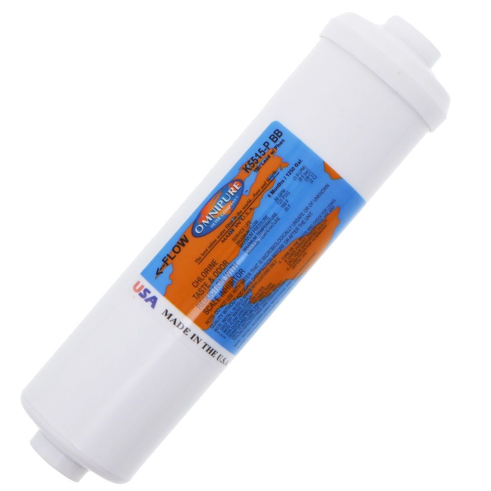 Omnipure Inline K5515-P-BB 1 mic CTO/Lead/Cyst [w/ Scale Reduction] - 10" x 2.5" Filter - 1/4" FPT