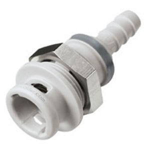 NS2D1604 Valved Panel Mount Hose Barb Coupling Body 1/4 ID Barb