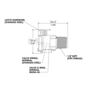 LinkTech 20AC Male Thread Socket, Valved, 1/8" BSPT
