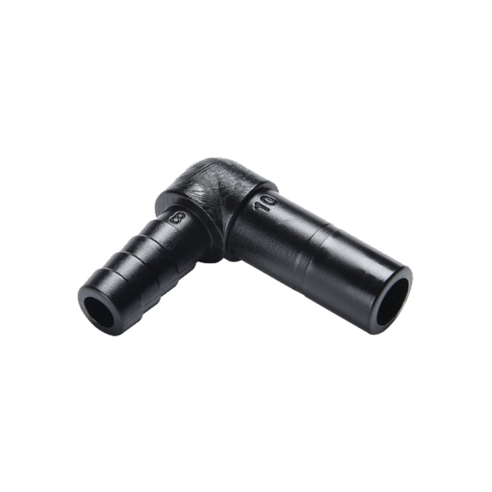 NeoFit - Acetal Black Stem Barb Elbow Connector 10mm stem x 6mm barb