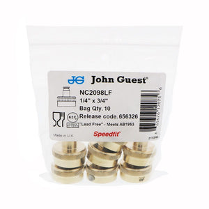 John Guest Brass Female Connector [Garden Hose] - 1/4 x 3/4 - 11.5 NH