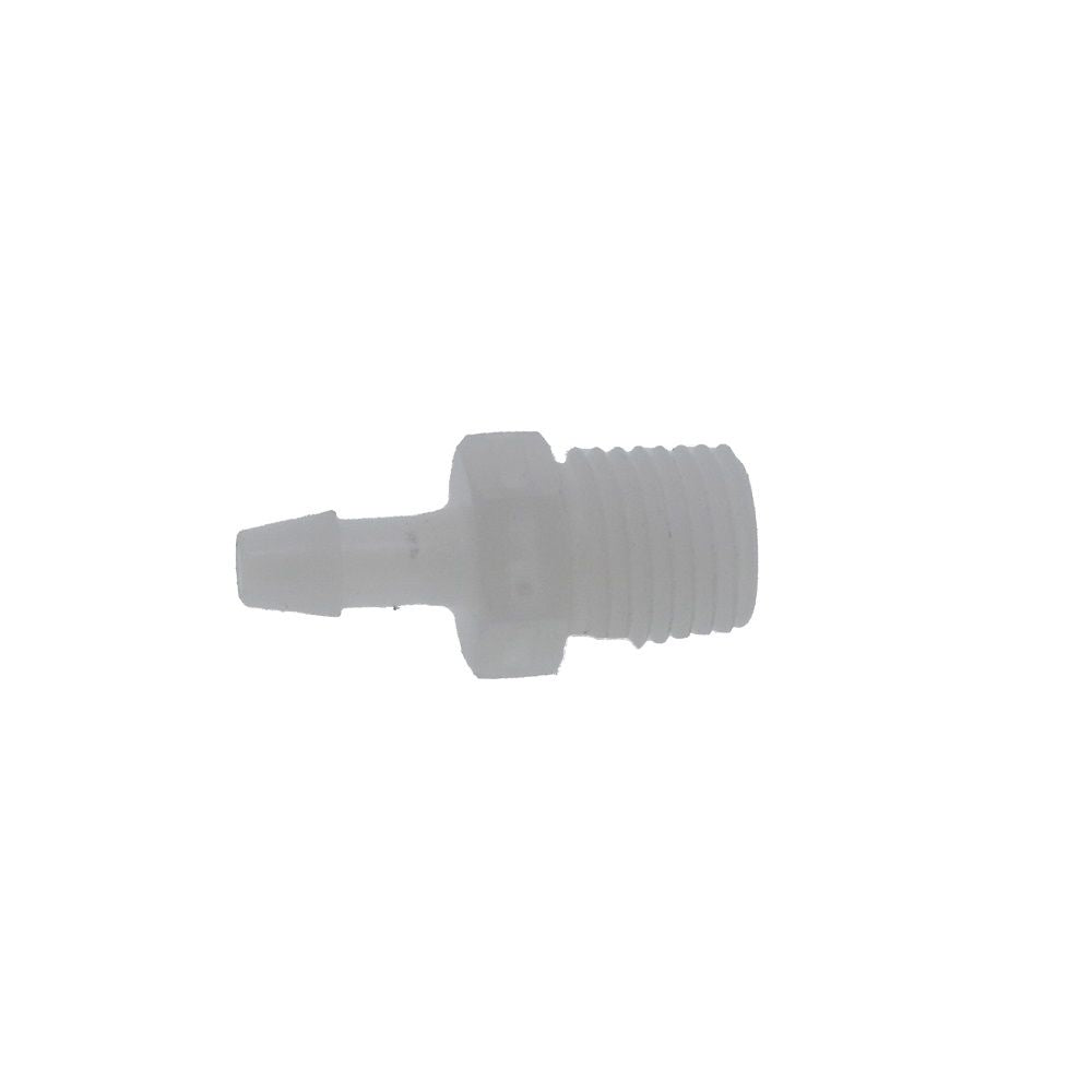 FitQuik PVDF [Kynar] Thread to Tube Straight Fitting - 1/4 NPT to 3/16 ID Barb