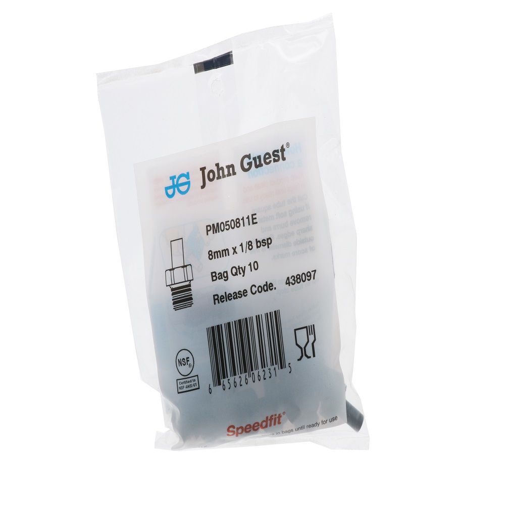 John Guest Stem Adapter BLACK ACETAL - 8mm x 1/8 BSP