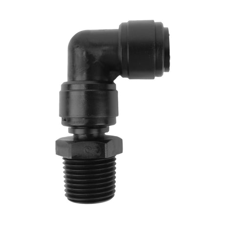 NeoFit - Acetal Black Male Elbow Swivel- 1/2"tube OD x 1/2"NPTF