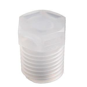 Colder N8P Plug Fitting, 1/4 NPT, Natural Polypropylene