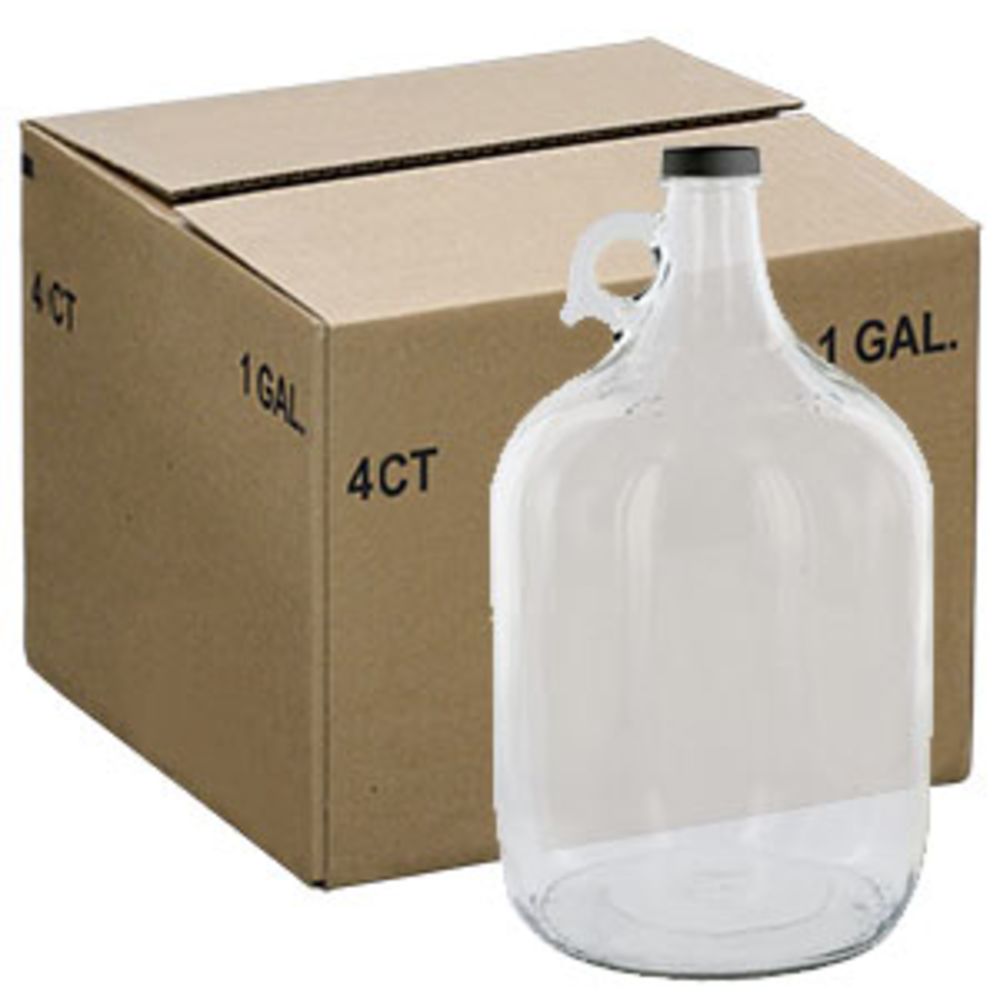Clear 1 Gallon Glass Beer Growler or Water Bottle With Cap