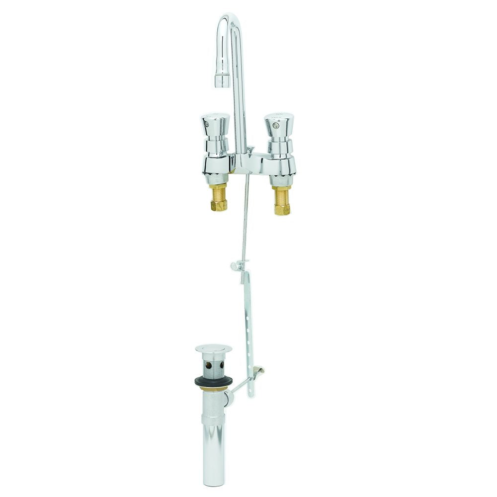 T&S Brass B-0833 Deck Mount Slow Self Closing Centerset Lavoratory Metering Faucet w/ Push Button Handles, Rigid Gooseneck, Pop Up Drain Assy,New Products : American Fashion Style Bags On Sale