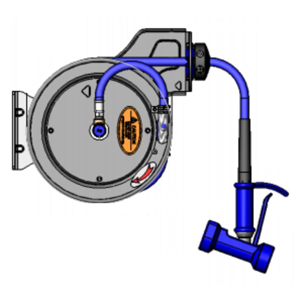 T&S Brass B-7212-05 Open Epoxy Coated Steel Hose Reel with Front Trigger Water Gun, 3/8 ID x 15ft HD Hose