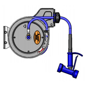 T&S Brass B-7212-05 Open Epoxy Coated Steel Hose Reel with Front Trigger Water Gun, 3/8 ID x 15ft HD Hose