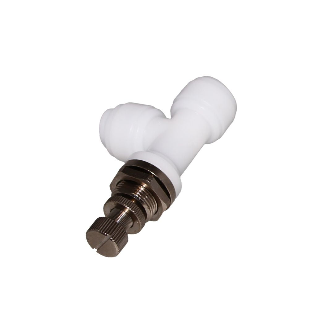 NeoFit - Acetal Natural White Flow Control Elbow Bulkhead 1/4" tube