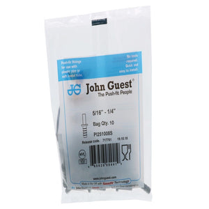 John Guest Stem Barb Connector  - 5/16 OD Stem x 1/4 ID Barb