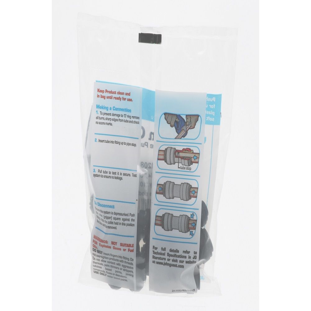 John Guest Reducing Union Black Polypropylene  - 3/8 x 1/4