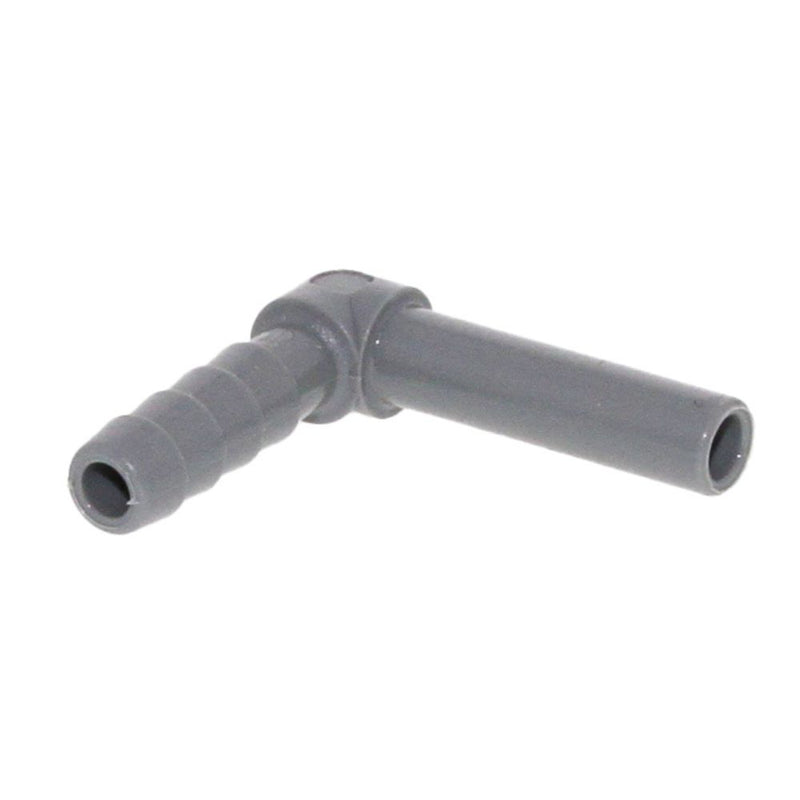 John Guest Stem Elbow Barb Connector  - 1/4 OD Stem x 1/4 ID Barb
