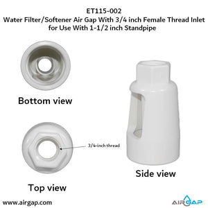 Standpipe Airgap - 1.5" PVC 40 / ABS,  3/4" FPT G15