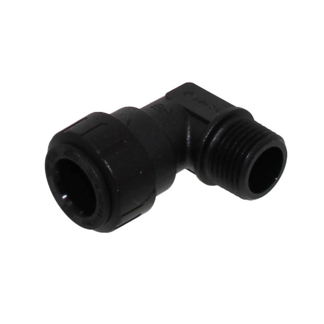 John Guest Black Male Fixed Elbow - 1/2 CTS x 1/2 MPT
