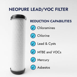 Neo-Pure CTOX-2510 9-7/8" x 2-1/2" Chloramine/VOC/LEAD Carbon Block Filter 0.5 micron