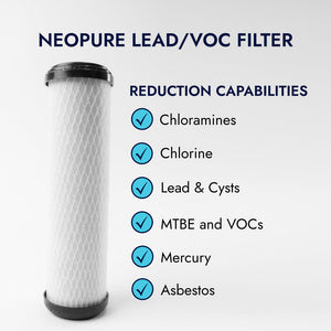 Neo-Pure CTOX-2510 9-7/8" x 2-1/2" Chloramine/VOC/LEAD Carbon Block Filter 0.5 micron