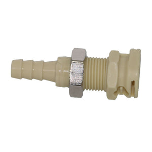 Colder PMC160412NC 1/4" Hose Barb Non-Valved Panel Mount Polypropylene Coupling Body without Clips