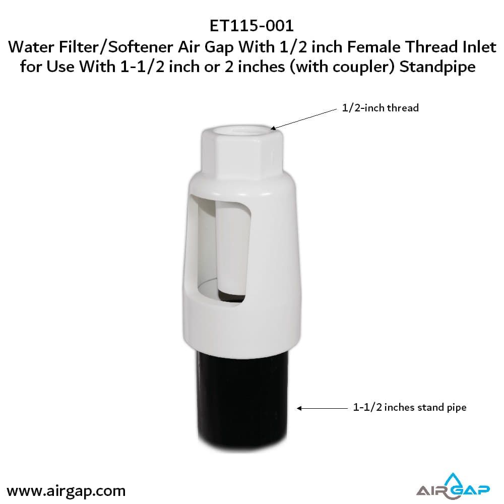 Standpipe Airgap - 1.5" PVC 40 / ABS,  1/2" FPT G15
