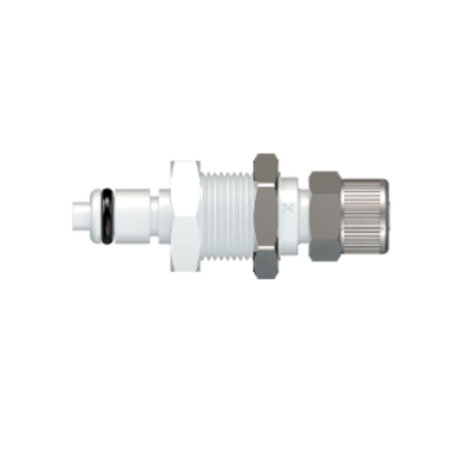 LinkTech 20AC Series Panel Mt. Male, Valved, 1/4" PTF, Natural Acetal, Buna N