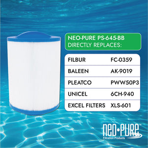 Neo-Pure PS-645-BB Pool and Spa Filter 6” x 8-1/4”