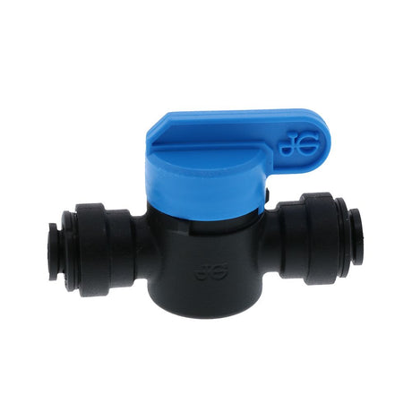 John Guest Shut-Off Valve Black Polypropylene - 1/4 Tube x 1/4 Tube