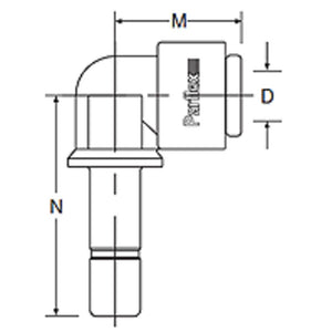 Kynar PVDF Tube Elbow Union Stem - 1/4 x 1/4