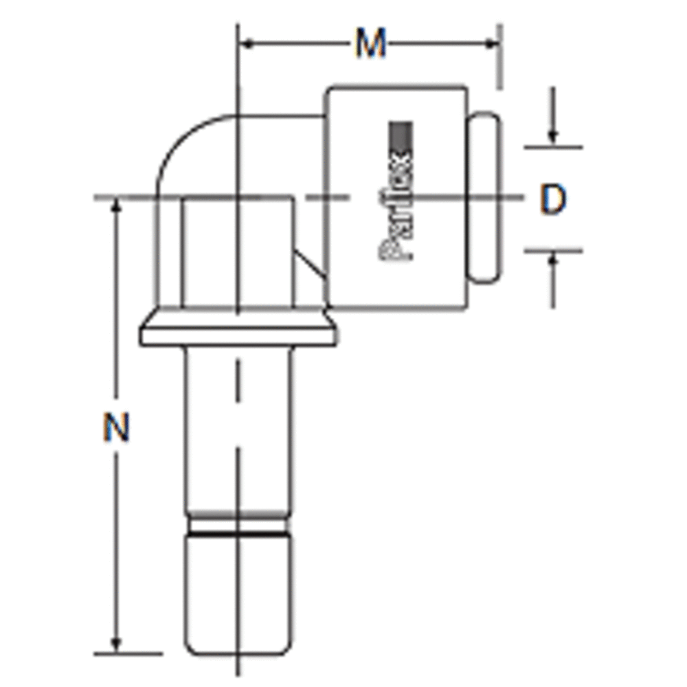 Kynar PVDF Tube Elbow Union Stem - 3/8 x 3/8