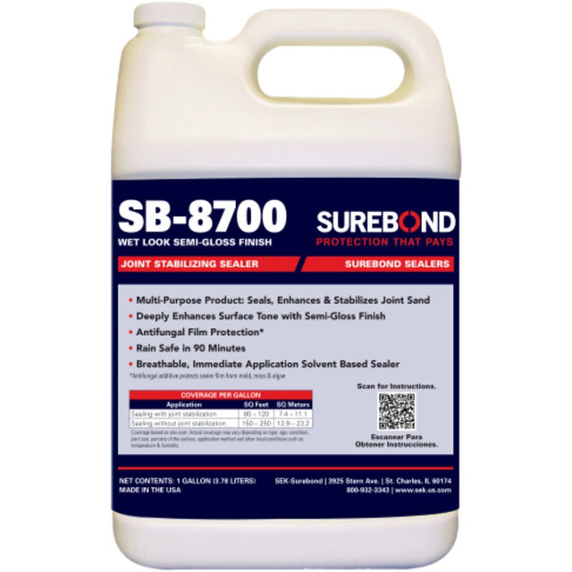 Surebond SB-8700P Wet-Look Joint Stabilizing Solvent Based Sealer with Anti-Fungal 5 Gallon