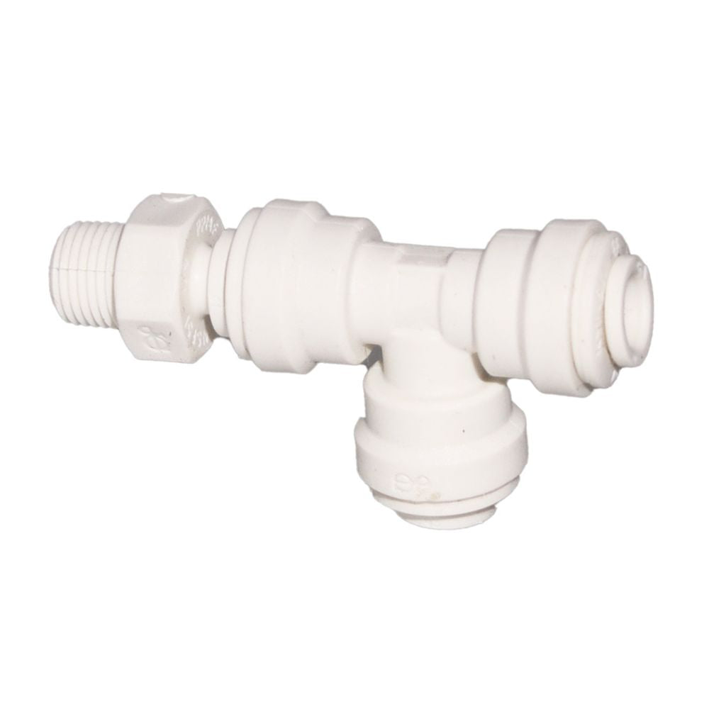 John Guest Polypropylene Swivel Male Run Tee - 1/4 x 1/8 NPTF