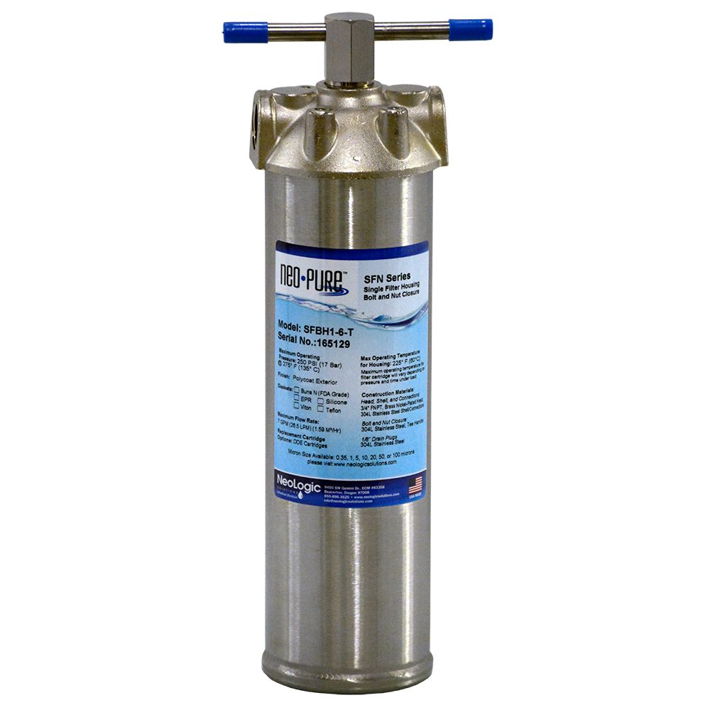 Neo-Pure SFBH1B-304-6FT T-Handle Single Filter Housing with Bolt and Nut Closure - 3/4" FPT,New Products : American Fashion Style Bags On Sale
