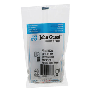 John Guest Fixed Elbow NPTM Polypro - 3/8 x 1/4 NPTM