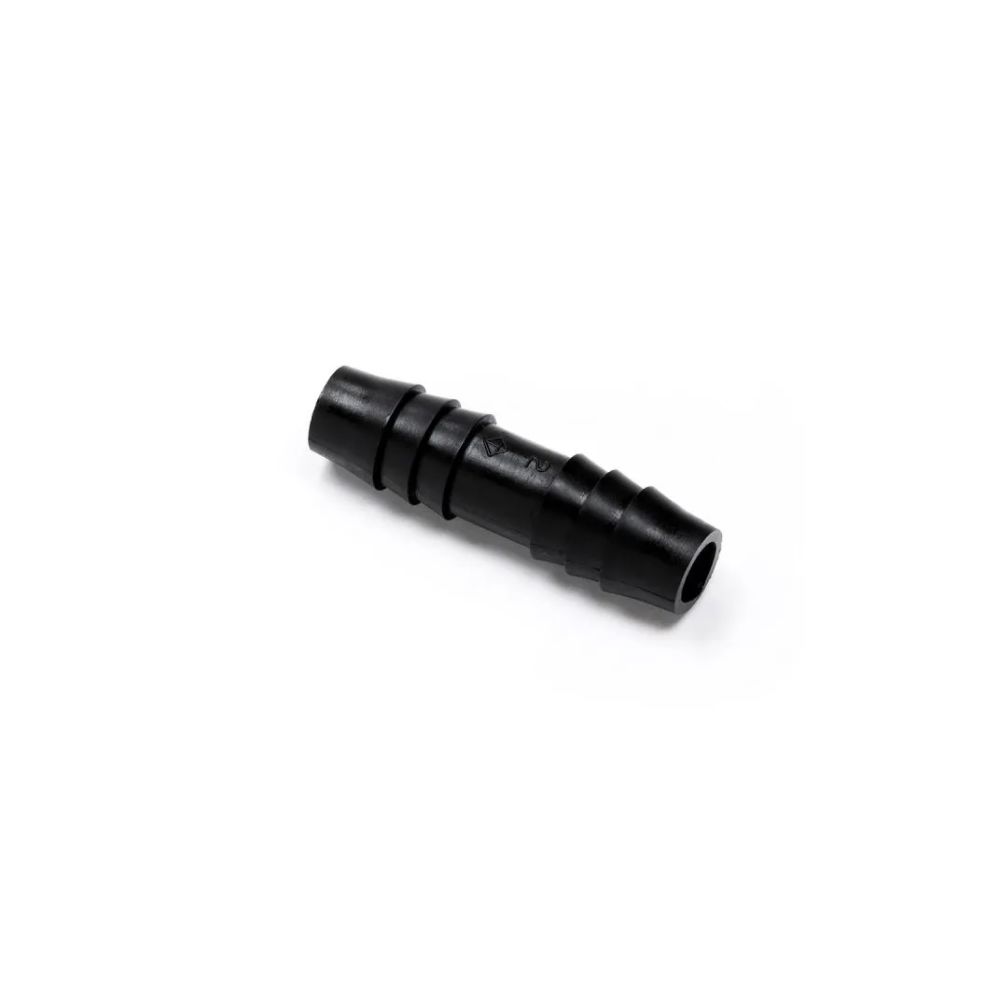 Union Barb Connector without Stop ¼ Barb x ¼ Barb, Polypro Black