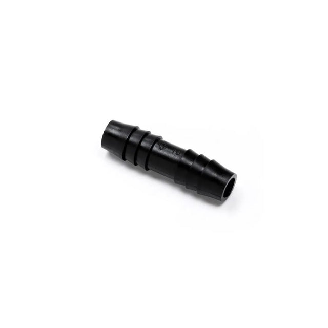 Union Barb Connector without Stop ¼ Barb x ¼ Barb, Polypro Black