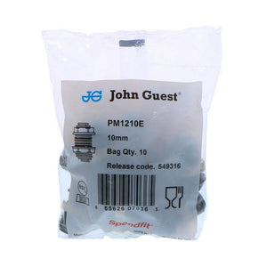 John Guest Bulkhead Connector BLACK ACETAL - 10mm x 10mm