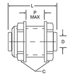 Kynar PVDF Bulkhead Union - 3/8 x 3/8