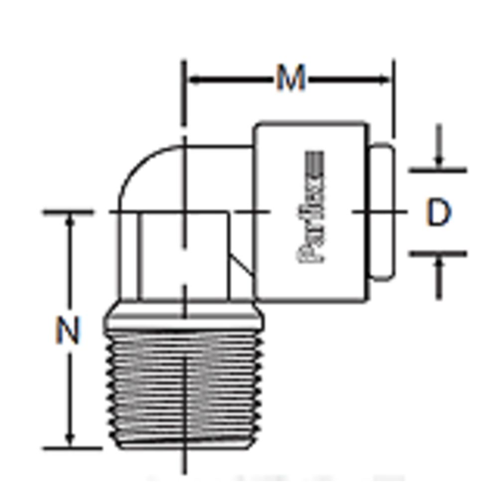 Kynar PVDF Male Elbow - 1/4 x 3/8 NPTF