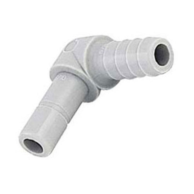 DMfit Stem Elbow Barb Connector  - 5/16 OD Stem x 1/4 ID Barb