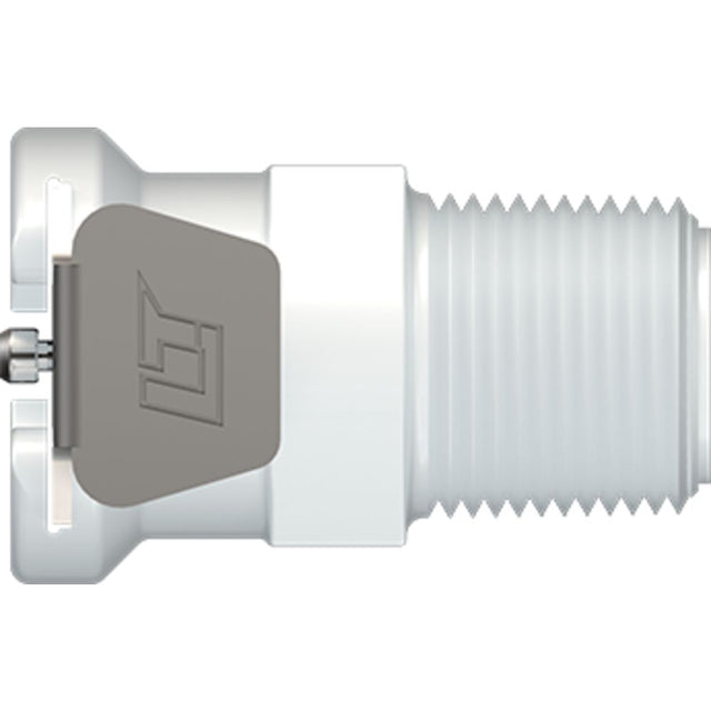 LinkTech 40AC Series Male Thread Female, Valved, 1/4" BSPT, Natural Acetal, Buna N