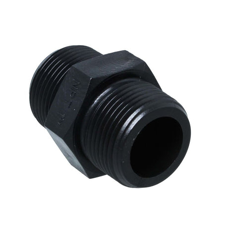 Nipple Hex - 1" x 1" MPT Black Polypropylene