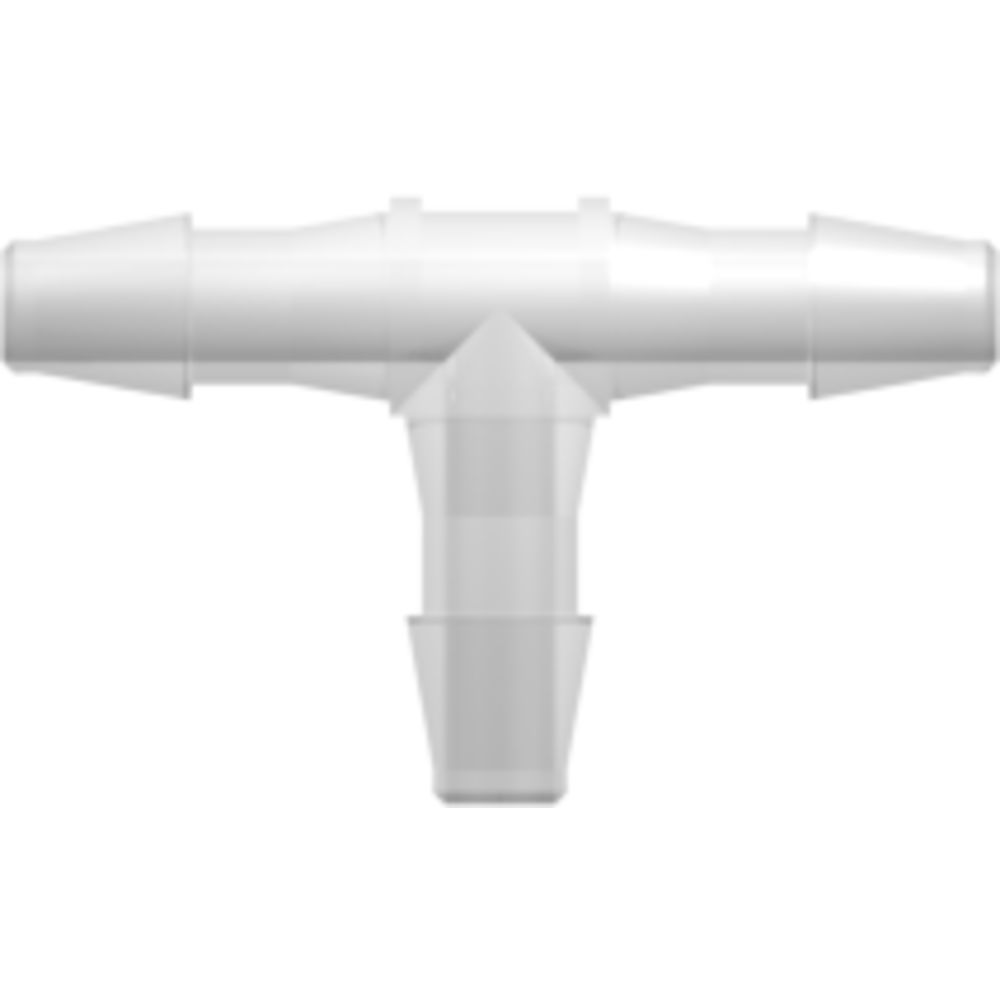 LinkTech Tee Tube Fitting with 200 Series Barbs, 3/32" [2.4 mm] ID Tubing, Natural Polypropylene