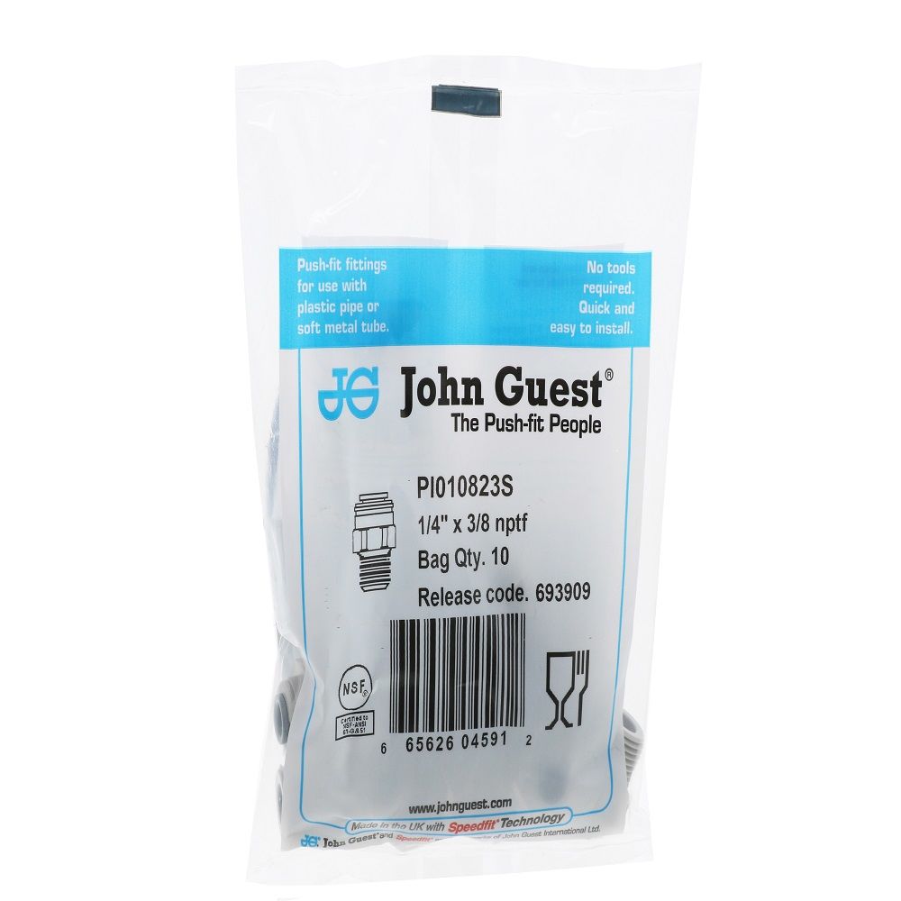 John Guest Male Connector NPTF - 1/4 x 3/8  NPTF