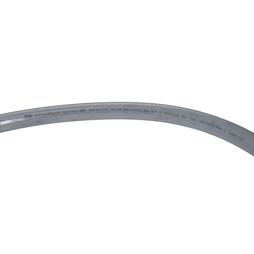 Clear Flexible PVC Tubing 5/8 ID x 13/16 OD