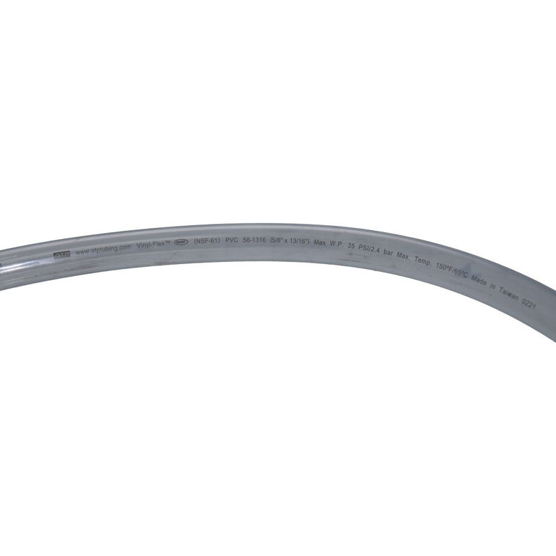 Clear Flexible PVC Tubing 5/8 ID x 13/16 OD